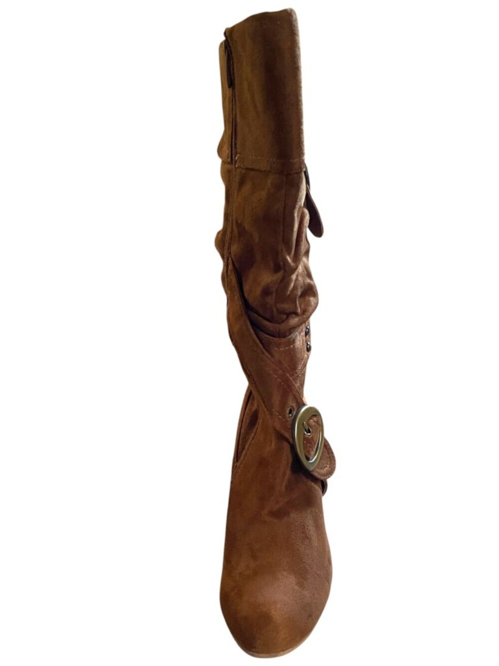 Western Inspired Women's Slouch Foldover Knee High Boots | Gold Buckle Sizes 5–8 - Picture 6 of 8